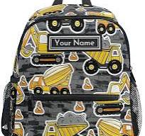 GuoChe Zaino personalizzato del bambino per le ragazze dei ragazzi con nome  Zaini personalizzati per bambini invecchiati 3-7 macchine da costruzione,  ...