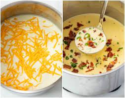 Creamy rich broth with tender bites of potato & loaded with cheese and bacon! Baked Potato Soup The Cozy Cook