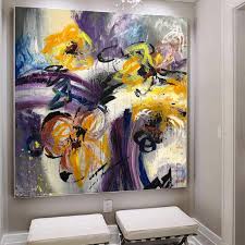 Oil,acrylic,medium,varnish on gallery wrapped cotton canvas Oversized Abstract Flowers Painting On Canvas Modern Wall Art Colorful Trend Gallery Art Original Abstract Paintings