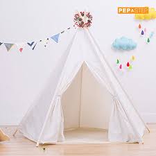 Pep Step Large Cotton Canvas Teepee Tent Fordable 6 Feet Tall 5 Poles Customizable White Cotton Tent Childrens Teepee Tent High Quality Kids Play Tent Walmart Com