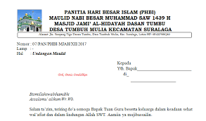 Selamat datang di blog kampung kb tumbuh jaya, pada kesempatan ini kami berbagi contoh … Contoh Surat Undangan Maulid Nabi Besar Muhammad Saw Kampung Kb Tumbuh Jaya
