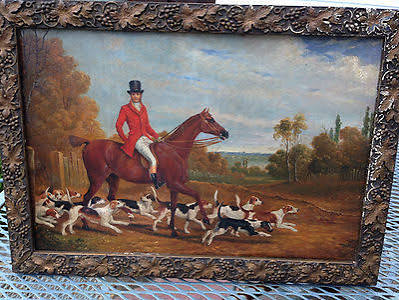 ANTIQUE ENGLISH FOX HUNT OIL ON BOARD ATTRIBUTED TO Robert Stone (British, 1820 | #474894278