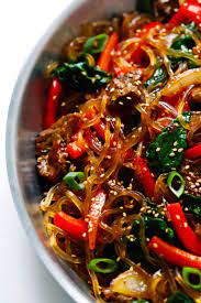 Japchae Korean Noodle Stir Fry Gimme Some Oven Recipe Asian Recipes Recipes Korean Noodles