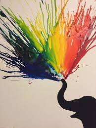 Black Elephant Melting Crayons Drawing Easy Drawings Step By Step White Background In 2020 Cool Drawings Draw On Photos Crayon Painting