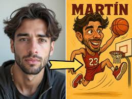 Custom Funny Basketball Caricature Portrait From Photo