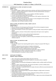 Regulatory Affairs Manager Resume Samples Velvet Jobs