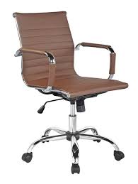 Demby Mid Back Leather Desk Chair Brown Leather Office Chair Boardroom Chairs Brown Leather Chairs