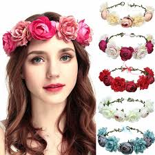 Flower Headband Head Garland Hair Band Crown Wreath Festival Boho Beach  Weddi ⊱