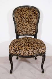 Leopard print high heel chair. Pair Of Antique Ebonized Slipper Chairs With Velvet Leopard Print Upholstery At 1stdibs