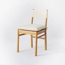 Dining chairs don't just have to look good, but should feel good, too. Emery Wood Dining Chair With Upholstered Seat And Sling Back Natural Threshold Designed With Studio Mcgee Target