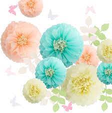 Marie cafolla flowers, newtownards, united kingdom. Buy Fonder Mols Paper Flowers Decorations Tissue Pom Poms Blooms For Wall Decorations Wedding Backdrop Archway Baby Shower Nursery Wall Decor Set Of 21 Ivory Peach Mint Online In Hungary B07d3ssdy8