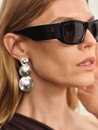 Il Anna Rettangolari Occhiali da sole da Donna in Nero