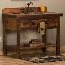 Old barn wood bathroom vanity. Reclaimed Barnwood Open Vanity