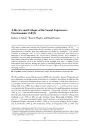 Pdf A Review And Critique Of The Sexual Experiences Questionnaire Seq