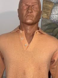 Mens Large “ Paul Stuart” Light orange 100% Pure Cashmere polo sweater
