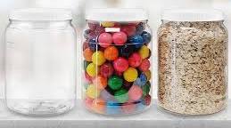 ljdeals 1/2 Gallon 64 oz Clear Plastic Jars with Lids, Large Jars, Wide Mouth Storage Containers, Pack of 3, BPA Free, Food Safe, made in USA