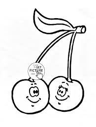Cute Cherries Coloring Page For Kids Fruits Coloring Pages Printables Free Wuppsy Com Fruit Coloring Pages Coloring Pages For Kids Barbie Coloring Pages