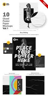 Glued Poster Paper Mockup Bundle Paper Mockup Mockup Poster Mockup
