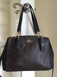 Black And Brown Coach Purse Coach F36619 Signature Small Christie Carryall Brown Black Coach Satchel Cheap Coach Bags Carryall Coach Bags