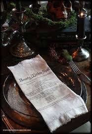 Diy Vintage Tea Stained Witches Spell Napkins Halloween Party Me And Annabel Lee Halloween Party Dinner Witch Diy Dinner Party Table Settings