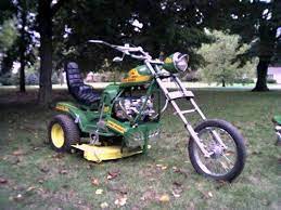 Lawnchoppr Custom Lawn Mower Huskee Garden Tractor Suzuki Motorcycle Chopper Lawn Mower Suzuki Motorcycle Tractors