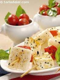 Paneer And Tomato Skewers Paneer Snacks Recipe Recipe Paneer Snacks Snacks Veg Appetizers