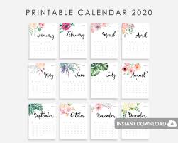2020 Calendar Printable Desk Calendar 2020 2020 Wall Calendar Watercolor Flowers Calendar 2020 2020 Desk Calendar 2020 Printable Desk Calendar Printable Calendar 2020 Printable Calendar