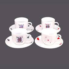 Vintage Casa Elite Card Suit Demitasse Cups & Saucers