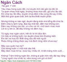 Lời Bai Hat Ngăn Cach Y Van Co Nhạc Nghe Co Karaoke