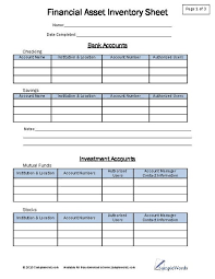 Financial Asset Inventory Form Pdf Sheet For Personal Finance Financial Asset Financial Personal Finance Budget