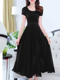 Round Neck Plain Maxi Dress Prestarrs Com Colorful Fashion Fashion Floral Maxi Dress