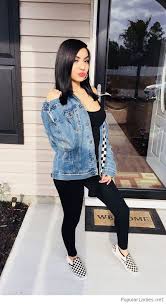 Baddie Black And White Vans Outfit Black Top And Leggings With Denim Jacket Fashion Outfits With Leggings Jacket Outfits