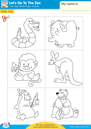 In these 4 kindergarten worksheets students cut out objects, sort them and then paste them on one of the given backgrounds. Let S Go To The Zoo Worksheet Color Cut Paste Super Simple