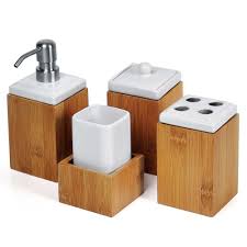 Conjunto Para Banheiro Welf Viena Em Bambu E Ceramica 4 Pecas Conjuntos Para Pia Casas Bahia 2592743