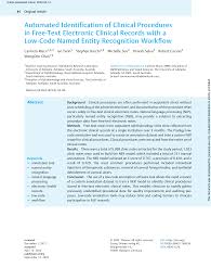 Automated Identification of Clinical Procedures in Free-Text Electronic  Clinical Records with a Low-Code Named Entity Recognitio