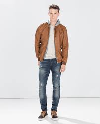 Faux Leather Hooded Jacket Jackets Man Zara United States Jackets Men Fashion Faux Leather Hooded Jacket Casual Wear For Men
