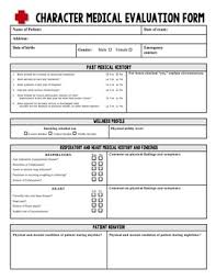 literary character medical evaluation chart worksheet project