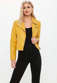 Missguided Yellow Faux Leather Biker Jacket Coats Jackets Women Jackets Women S Coats Jackets
