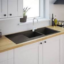 Evier A Encastrer Resine Noir Ising 2 Bacs Sink Drainer Bowl Sink Black Sink