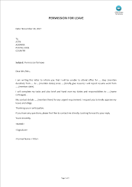 Many tasks ask you to submit a cover letter together. Permission For Leave Letter Templates At Allbusinesstemplates Com