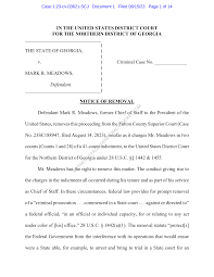 IN THE UNITED STATES DISTRICT COURT FOR THE NORTHERN DISTRICT OF GEORGIA )  THE STATE OF GEORGIA, ) ) v. ) Criminal Case N