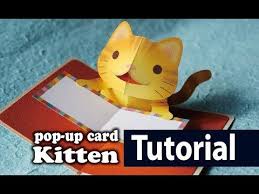This is a super cute and easy 3d cat pop up card diy. Tutorial Kitten Pop Up Card Youtube Tarjetas De Gato Tarjetas Interactivas Tarjetas Creativas