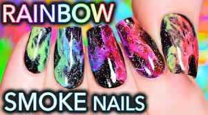 Rainbow Holo Smoke Nails Mani Swap With Elleandish Chrome Nails Designs Clear Glitter Nails Fashion Nails