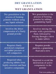 Difference Between Dry And Wet Granulation Comparison Summary Granulation Wet Dried