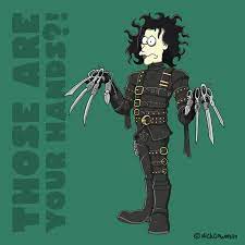 De broer van edward scissorhands. en ik die dacht dat jouw broer 't niet makkelijk had. Edward Scissorhands Cartoon Tim Burton Inspired Cartoon Illustration