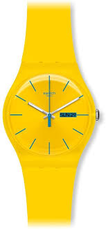 Amazon Com Swatch Women S Suoj700 Quartz Plastic Yellow Dial Watch Swatch Watches Swatch Women Yellow Watches Swatch Watch