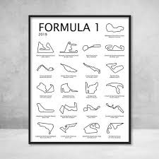 Poster Of The Formula 1 F1 Race Track Circuits For The 2019 Formula One Racing Calendar Digital Download This Is A Printable Digital File And No Physica