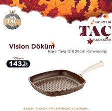Vision Dokum 28 Cm Kare Tava Gril Kahverengi Fiyati Tava Kahverengi Ikramlar
