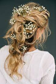 Beautiful Half Up Half Down Wedding Hair Baby S Breath In Hair Hair Styles Wedding Hair Down Wedding Hairstyles
