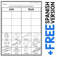 Interactive Sink Or Float Sorting Worksheet Activity In English Plus A Free Spanish Translation Great For Presch Sink Or Float Earth For Kids Solar Energy Diy